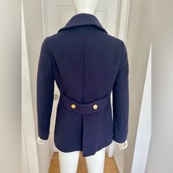 J Crew Nello Gori Coat Sz 4 Navy Blue Jacket Wool Blend Peacoat Preppy Nautical - Picture 7 of 11
